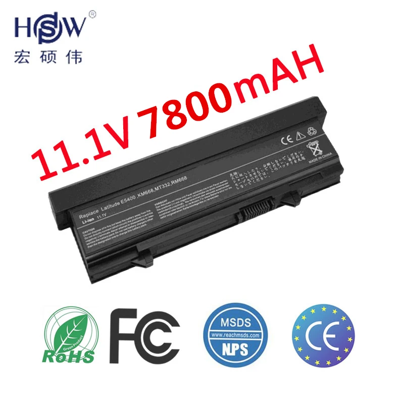 HSW 7800 мАч Новый 9 Cell Аккумулятор для ноутбука Dell Latitude E5400 E5500 E5410 E5510 KM742 KM752 MT186 MT187