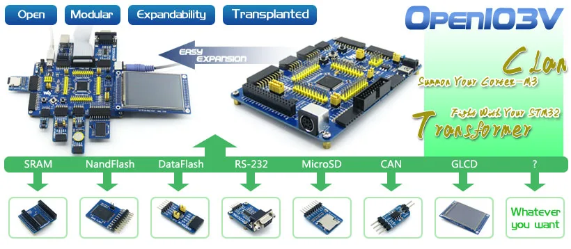 Package discount 10pcs Modules=Open103V Development Waveshare B STM32F103 Board Last Accessory ARM Cortex-M3 STM32F103VET6 STM32 1 Package discount 10pcs Modules=Open103V 1