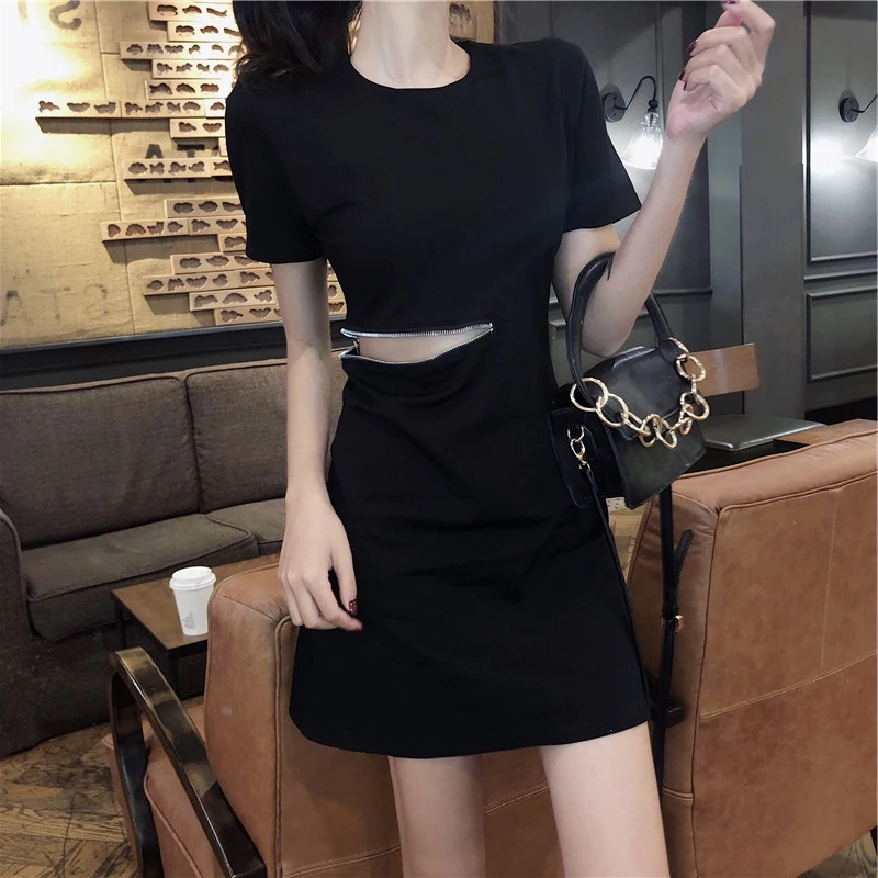 

New tennis sports dress cool wind thin Hepburn small black dress sexy waist waist machine black A word tennis dress female