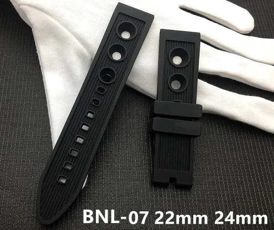 Мягкий резиновый силиконовый ремешок для часов 20 мм 22 мм 24 мм черный браслет для часов с птицами для navitimer/Мстителей/брейтлинга - Цвет ремешка: BNL-07 22mm