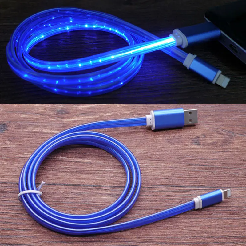Течёт светодиодный светящийся USB кабель-удлинитель мини-usb кабель для зарядки данных синхронизировать мобильный телефон кабели для тип-c Android для Xiaomi huawei