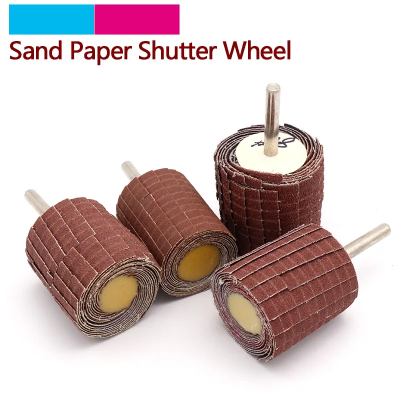 

6mm shank Sandpaper Shutter Sanding Flap Wheel Grinding Wood Metal Polishing Head Grit150-400 For Rotary Tool Dremel Accessories