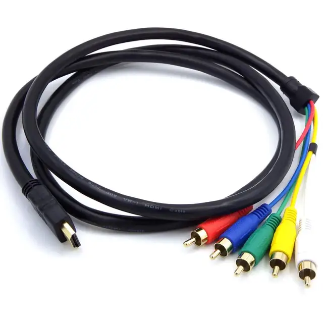 Special Price HDMI to 5 RCA Male Audio Video Component Convert Cable For HDTV TV BOX 1080P DVD  Male Audio Video Component Z1101 DROPSHIP