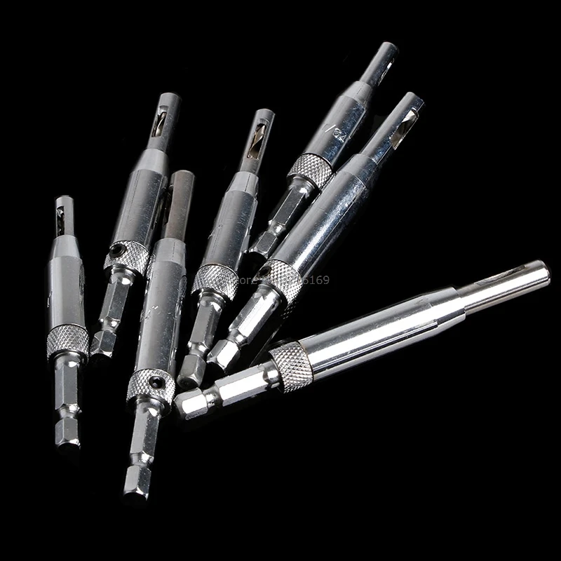 4PCS Door Self-Centering Hinge Hole Opening Drill Bit Set Twist Wood Bit Silver