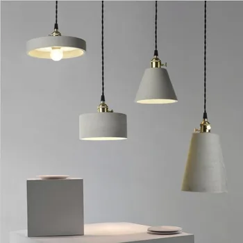 

L Retro industrial style imitation cement chandelier creative bar clothing store living room personality simple single head lamp