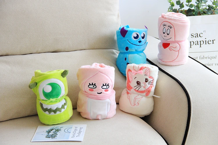 

Plush roll blanket 1pc 100cm cartoon Sulley peach Mary cat soft flannel office warm rest toy creative gift for kids baby