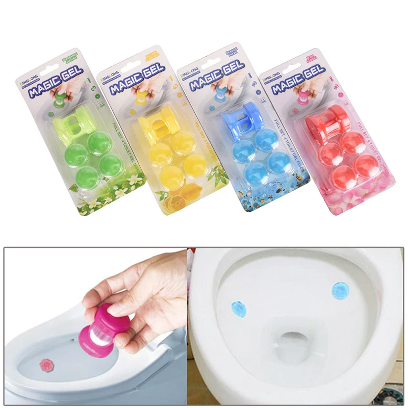 

4pc Magical Toilet Cleaner Type Needle Anti-Bacterial Toilet Fragrance Beans Gel For Home Sterilization Cleaning Bathroom Tools