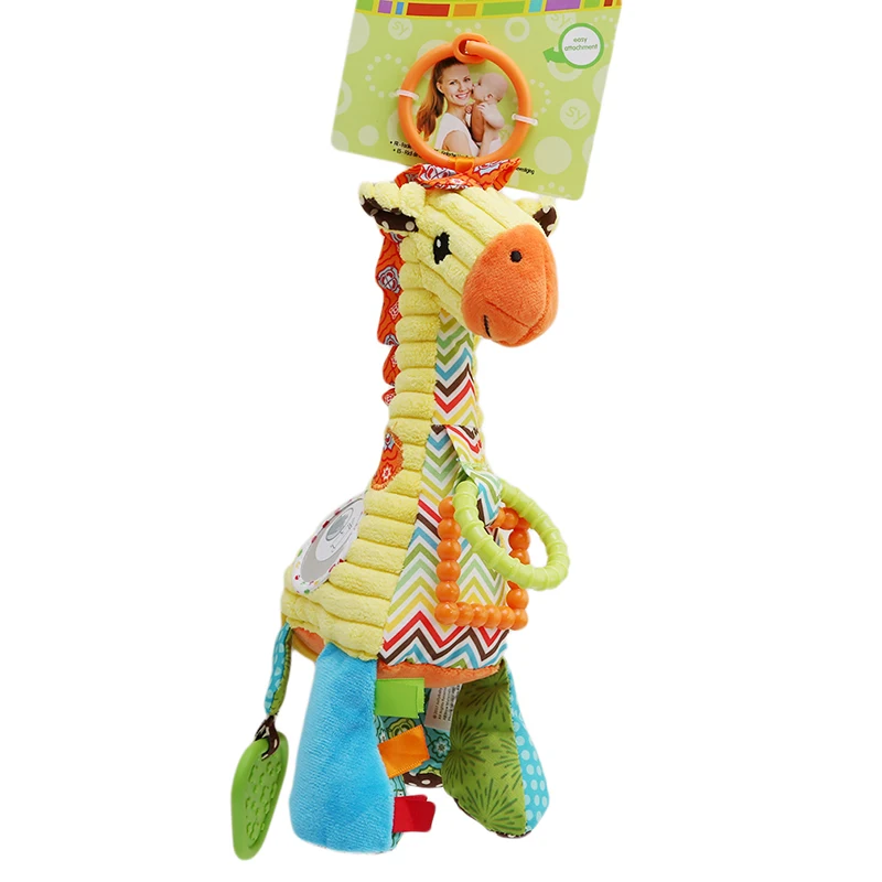 Sozzy плюшевые детские развивающие мягкие колокольчики в виде жирафа, погремушки, игрушки с ручками,, с прорезывателем и зеркалом, детские игрушки
