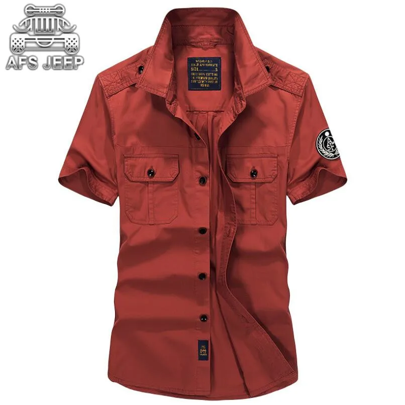 

Men's Shirts New Style Summer Air Force One Military Army Cargo Blouse Short Sleeve Plus Size Mutil-Pockets Design 100% Co't'ton