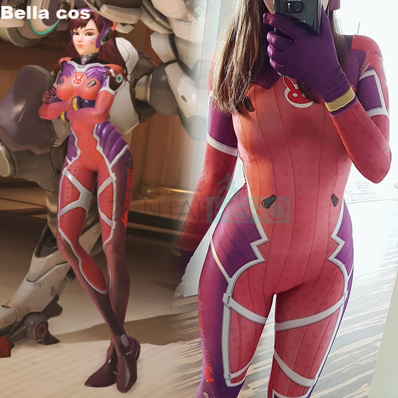 OW White Rabbit D.VA cosplay costume Lycra/spandex material jumpsuits/one-pieces Halloween Carnival Anime Masquerade outfits |