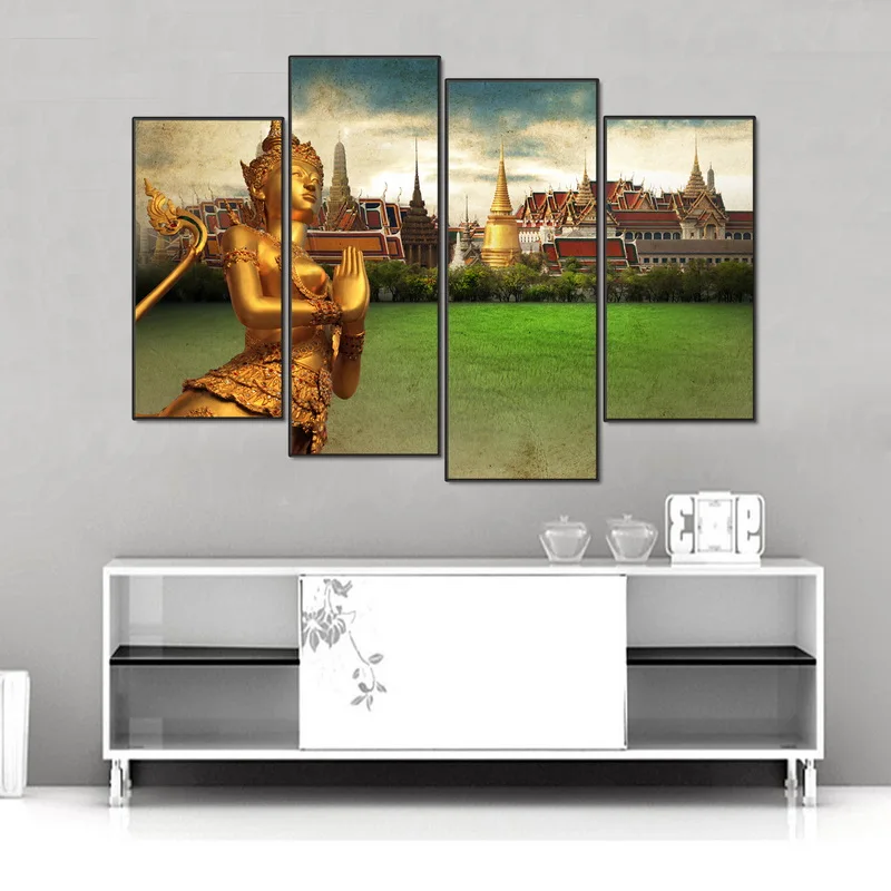 Modular-Wall-Painting-Buddha-4pcs-Canvas-Prints-Poster-Framed-Oil-Painting-Home-Art-Decor-Picture-Gold (3)