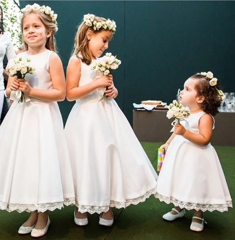 

Simple O-Neck Stain Flower Girl Dresses For Wedding Pageant Dresses For Little Girls Vestido De Daminha Kids Evening Gowns