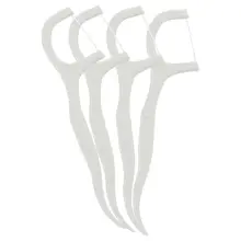 50 pieces plastic toothpicks floss pick white