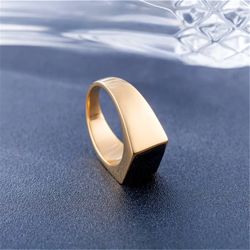 Простой камень черный оникс 316 титановая нержавеющая сталь винтажное мужское кольцо серебряное Золотое Ретро мужское кольцо большой размер 7-12