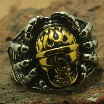 

Men Boy 316L Stainless Steel Cool Punk Gothic Skull Spider Biker Ring