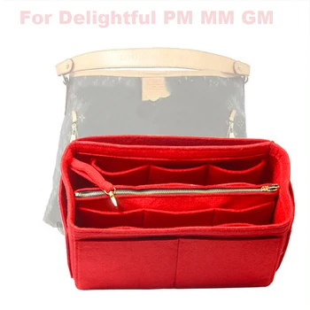 

For Delightful PM MM GM Insert Organizer Purse Handbag Bag in Bag-3MM Premium Felt(Handmade/20 Colors)w/Detachable Zip Pocket