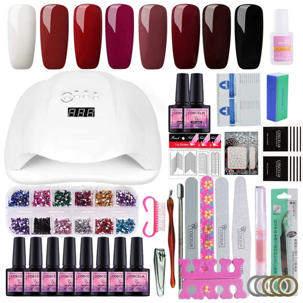 

Manicure Set 54W Led UV Nail Lamp 8 Color Nail Gel Polish Kit Varnish Set Dryer Machine Accessories Set Nail Art Tools Brushes
