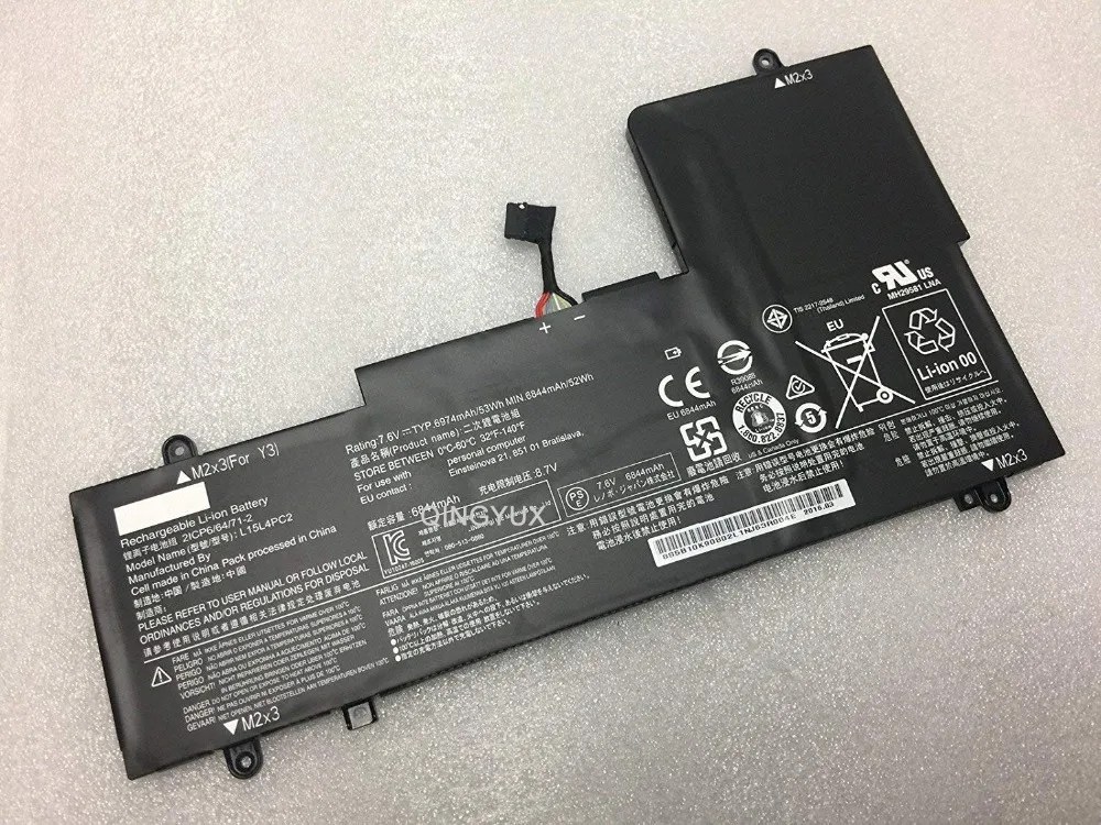 Qingyux L15L4PC2 L15M4PC2 5B10K90802 7,6 V 52Wh 6844 мАч аккумулятор совместим с Йога 710-14ISK 710-11