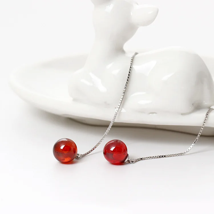 Garnet ear line 100% 925 Sterling silver Jewelry fashion Hypoallergenic dangle earrings for women gift