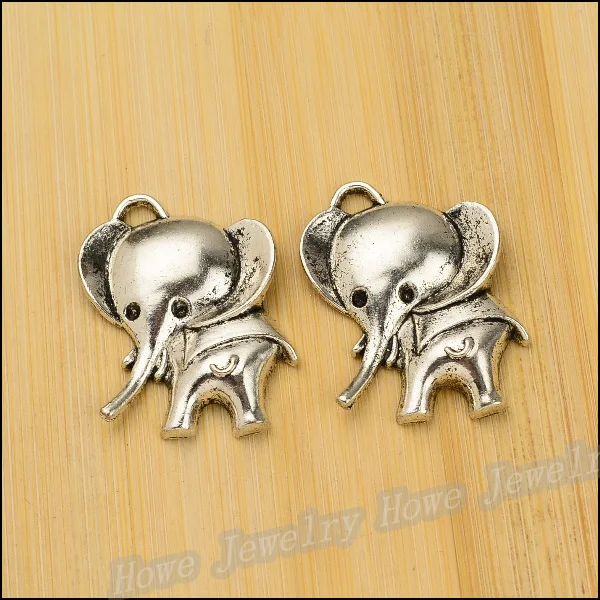 

25PC New fashion Elephant pendant Tibetan silver fits for European 3D Charm Bracelet Collier DIY jewelry