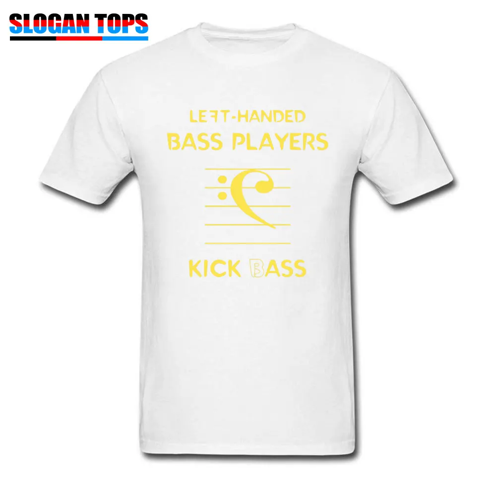 Normal Plain Design Tops T Shirt Crewneck Summer/Autumn 100% Cotton Fabric Short Sleeve T Shirts for Students Slim Fit T Shirt Left Handed Bass Players Kick Bass 11052 white
