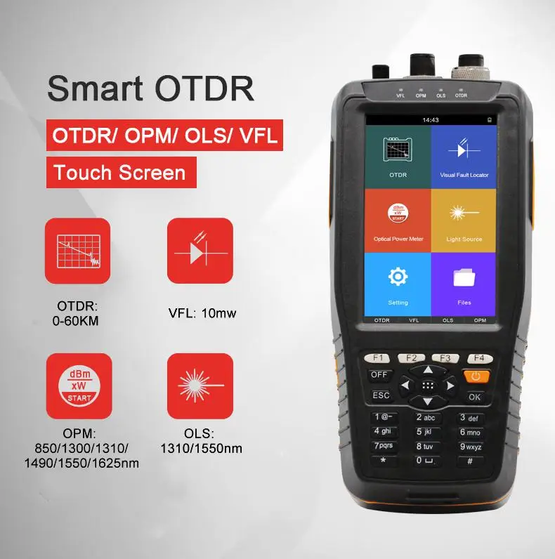 Новинка TM290 Смарт OTDR 1310 1550nm с VFL/OPM/OLS сенсорный экран OTDR оптический рефлектометр