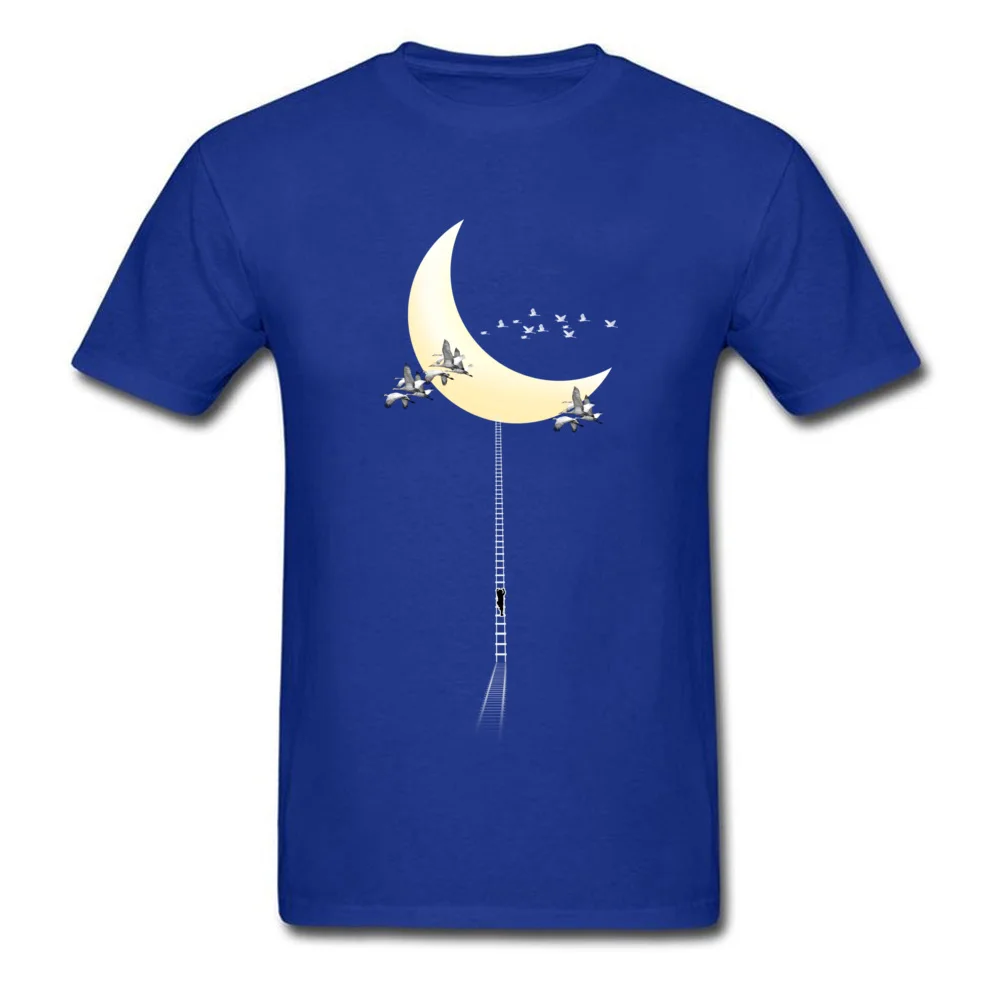 Crane Migration Normal April FOOL DAY Pure Cotton Crewneck Men's Tops Tees T-shirts Fashionable Short Sleeve Top T-shirts Crane Migration blue