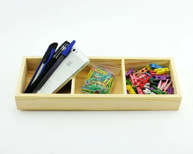 

Handmade Plain Wooden Tray Stationery Holder Wood Box Decoupage Compartments Boxes