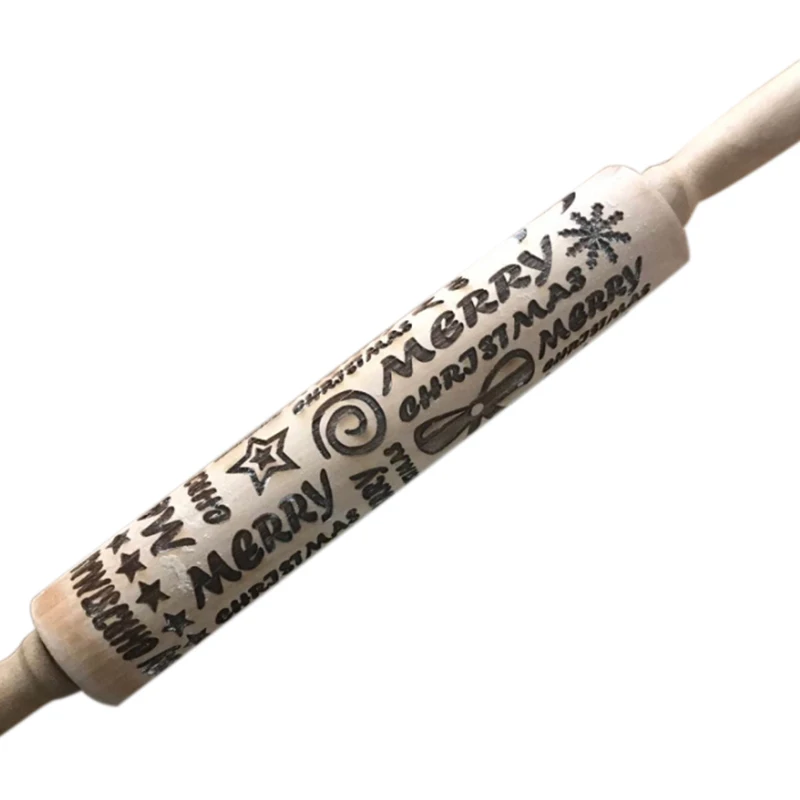 

Embossing Rolling Pin Christmas Embossing Rolling Pin Baking Cookies Noodle Biscuit Fondant Cake Dough Engraved Roller