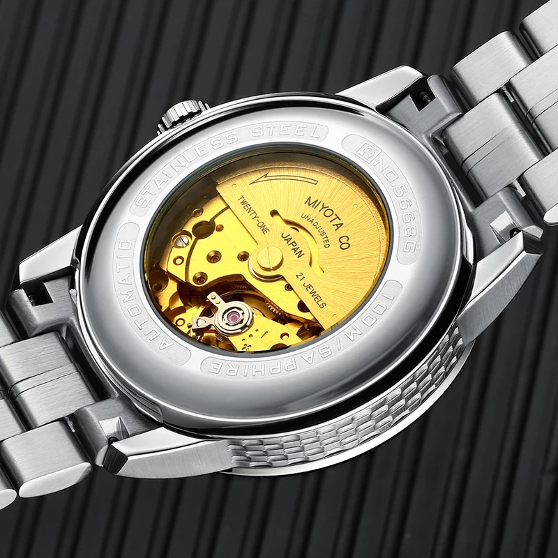 Швейцарские карнавальные часы для мужчин Япония MIYOTA автоматические механические брендовые Роскошные мужские часы сапфир reloj hombre часы C5668G-1