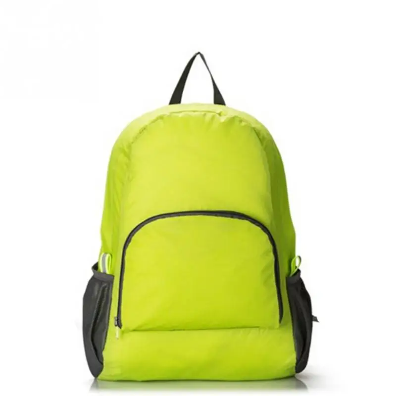 Портативные модные дорожные рюкзаки на молнии, одноцветные нейлоновые рюкзаки, повседневные дорожные сумки для женщин и мужчин, сумки на плечо, складная сумка - Цвет: Green