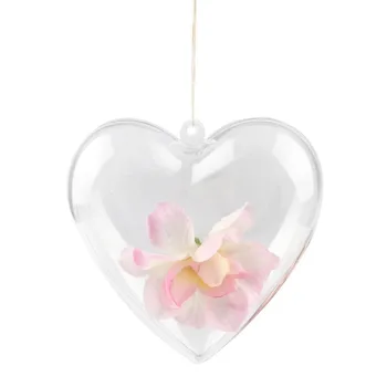 

10PCS Clear Plastic Acrylic Fillable Hearts Shape Ball Craft Ornament, DIY Bath Bomb Molds,Hanging plastic heart ball box