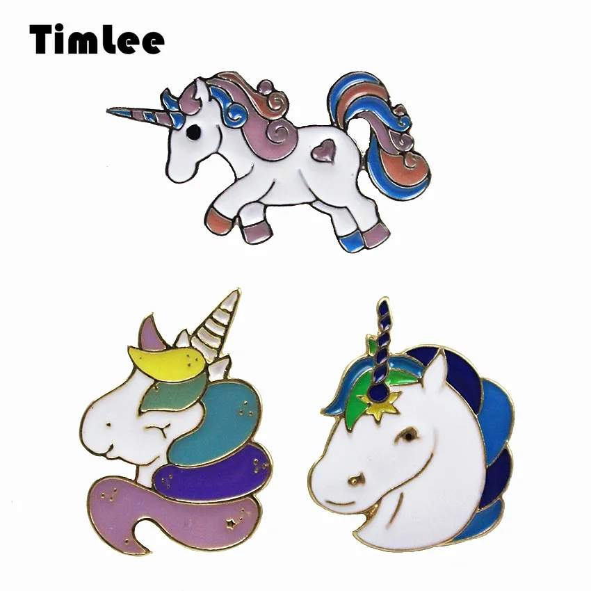 

Timlee X131 Free shipping ,Cartoon Cute Horse Unicorn Pins Metal Brooches Pins Brooch Button Pins Gift Wholesale