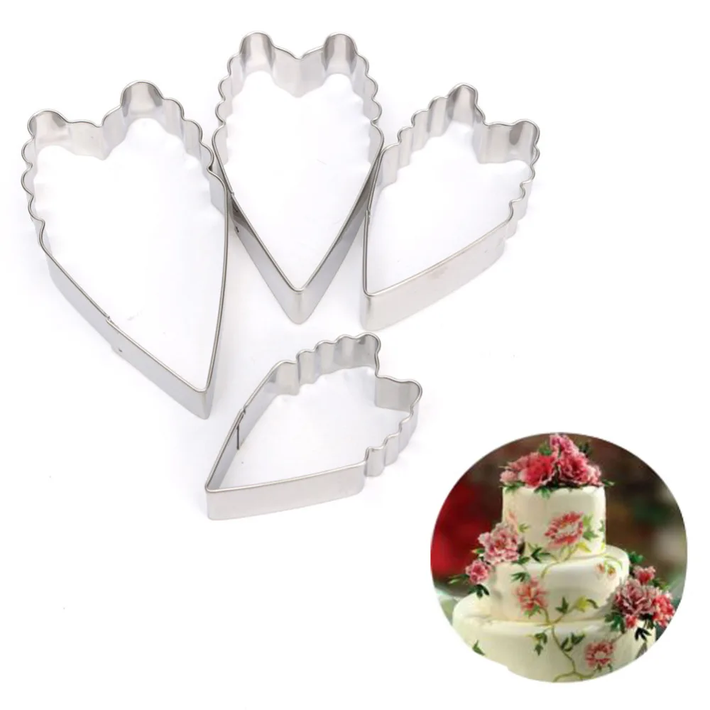 

Free Shipping New 4pcs Heart Peony Flower Fondant Sugar Craft Cake Biscuit Cutter Decorating Mould Tool A707
