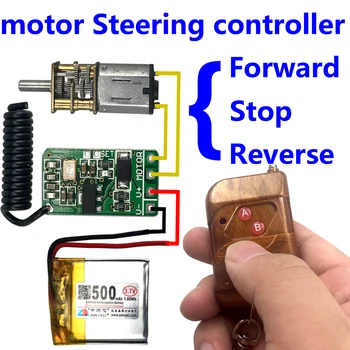 

wireless remote control switch 433mhz rf transmitter receiver 3.7v 5v 9v 12v motor Forward + Reverse steering Controller module