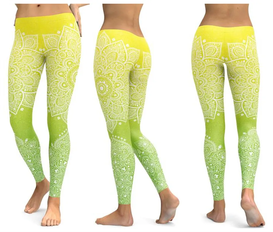 LI-FI Mandala Fitness Yoga Pants Women Sports Leggings Workout Hot Running Leggings Sexy Push Up Gym Wear Elastic Slim Pants
