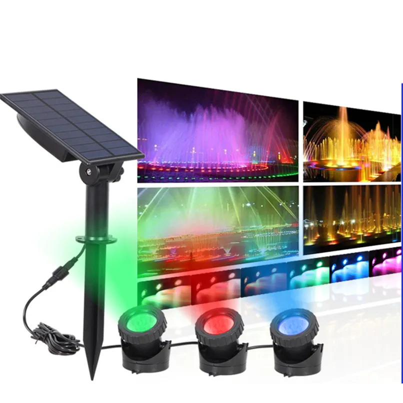 

Solar Powered LED Spotlight Waterproof Spot Light Lamp Garden Pool Pond Outdoor Decorative lights #4m31