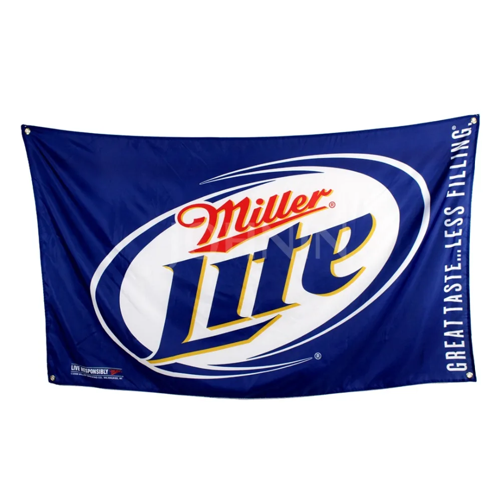 Yehoy полиэстер Висячие пивные рекламные Miller Lite флаг