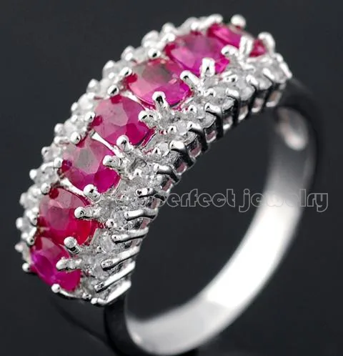Кольцо с рубином,, натуральный и настоящий рубин, кольцо с драгоценными камнями из стерлингового серебра 925 пробы, ювелирные изделия, 0.3ct* 7 шт, драгоценные камни