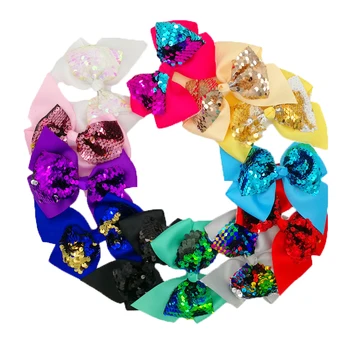 

Freeshipping 120pcs/lot Wholesale Korean Style 5inch Chic Hair Bows Ribbon sequin bows Hair Bows with Clips