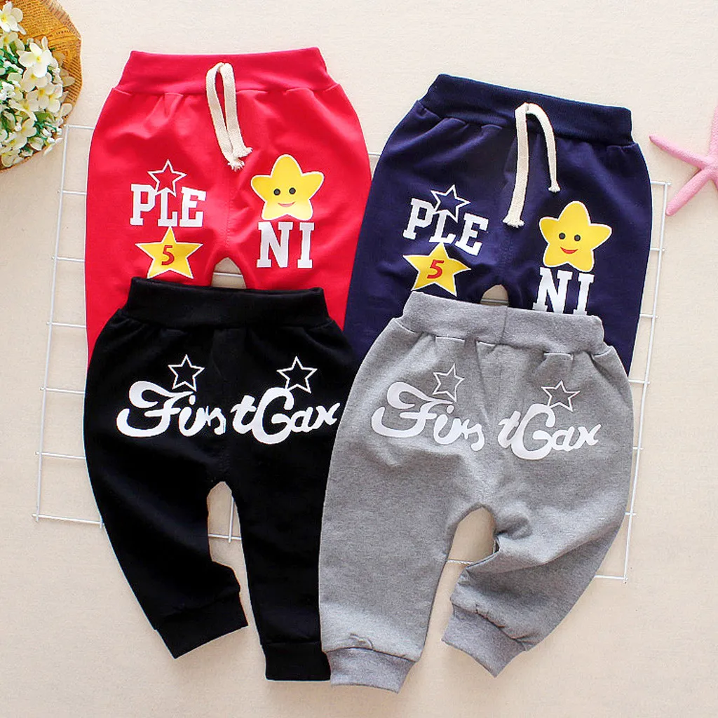 

NEW Spring Winter 2019 For Baby Girl Boy Drawstring Soft Pants Cartoon Letter Printed Keep Warm Trousers Thickened Casual Pants