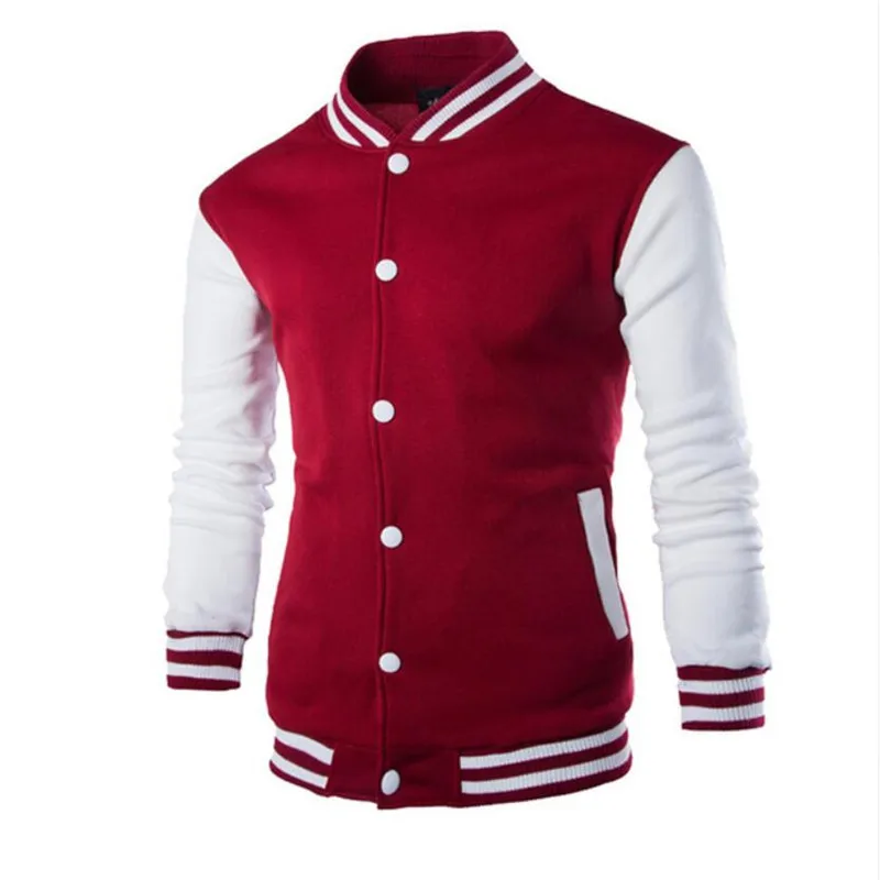 

New Men Baseball Jacket Men 2018 Fashion Design Wine Red Mens Slim Fit College Varsity Jacket Mens Jackets and Coats