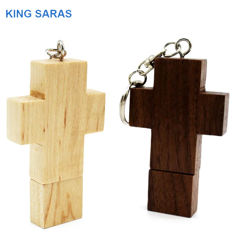

KING SARAS Maple Walnut wood cross style usb flash drive pen drive 4GB 8GB 16GB 32GB 64GB usb2.0 pendrive