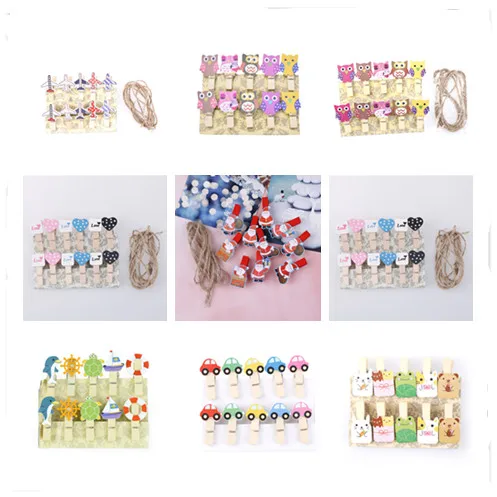 

1/10/20/50Pcs Christmas Snowman Duck Heart Owl Mini Natural Wooden Clips For Photo Clips Clothespin Craft Decoration Clips Pegs