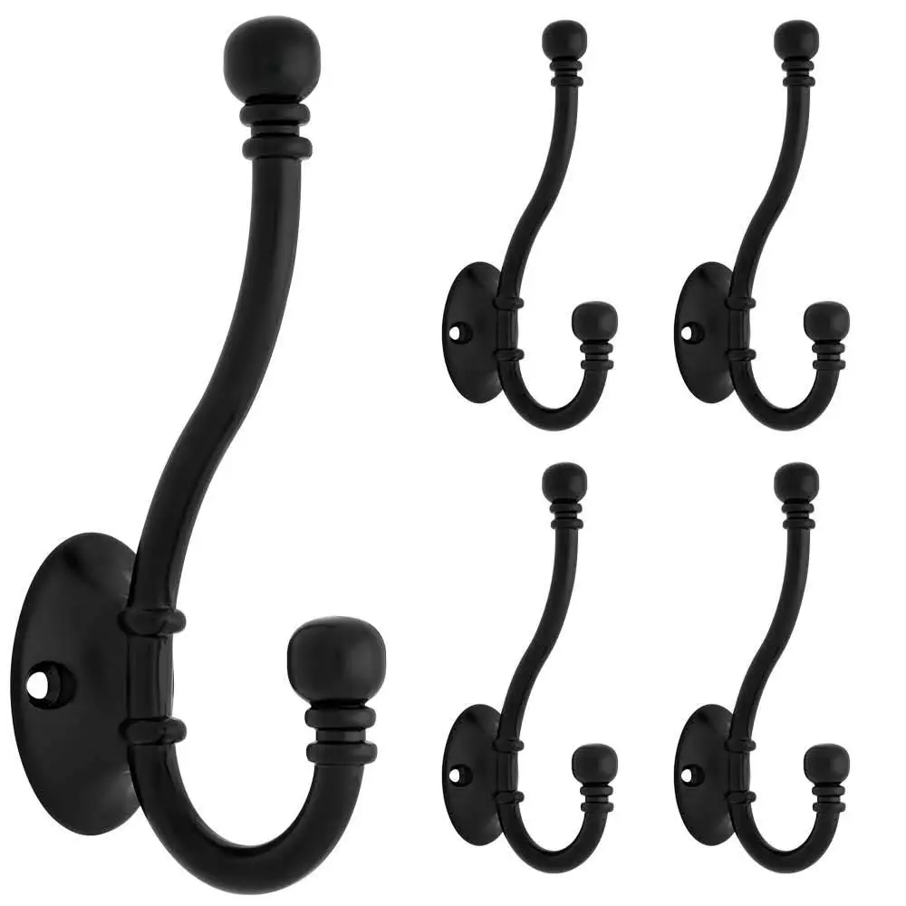 SHGO-FBCHHB5-FB-C Ball End Coat and Hat Hook (5-Pack), плоский черный, 5-Pack