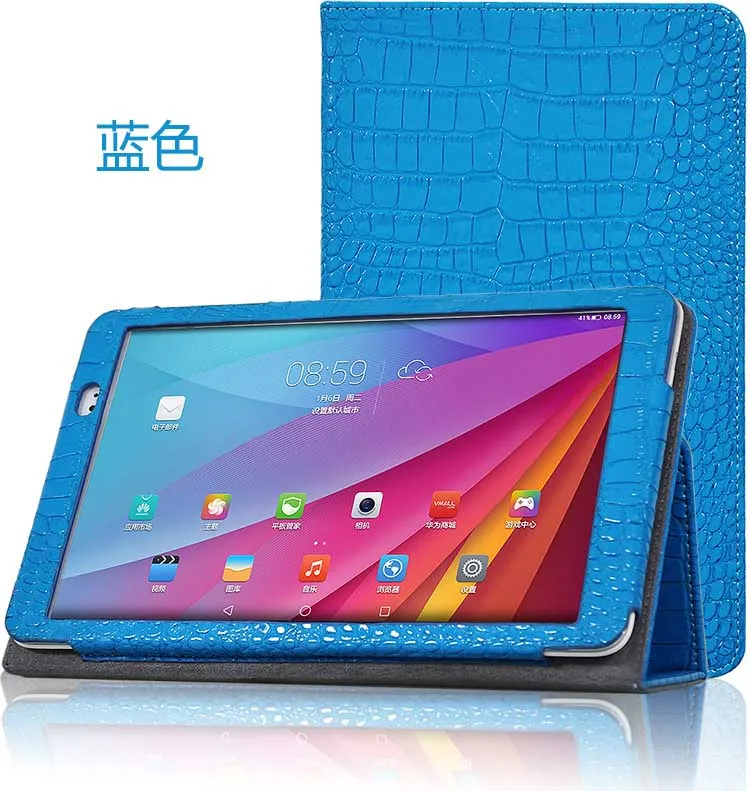 Модный высококачественный кожаный чехол-книжка для huawei Mediapad T1 10, чехол для планшета huawei T1-A21W 9,6, Чехол+ пленка+ ручка - Цвет: Синий