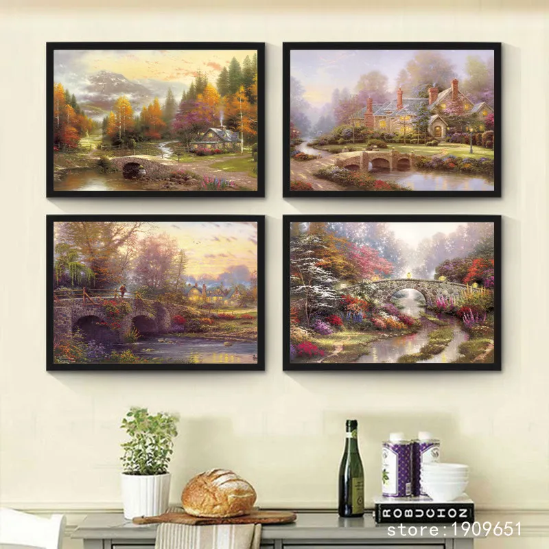 No Frame Thomas Casa Di Villaggio Paesaggio Della Pittura A Olio Stampe Su Tela Pittura A Olio Stampata Su Cotone Decorazione Della Parete Di Arte Imm