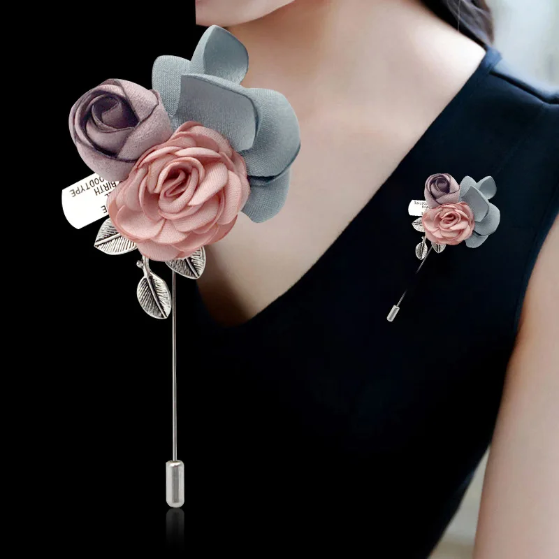

Women Fabric Flowers Pins Brooch Costume Accessories Lady Pin Scarf Buckle Professional Coat Badge Brooch Pearl Pin Korea Style