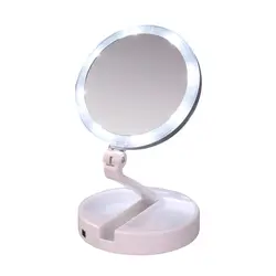 Складной USB светодиоды освещенное зеркало для макияжа сенсорный экран портативная настольная лампа косметическое зеркало инструменты для