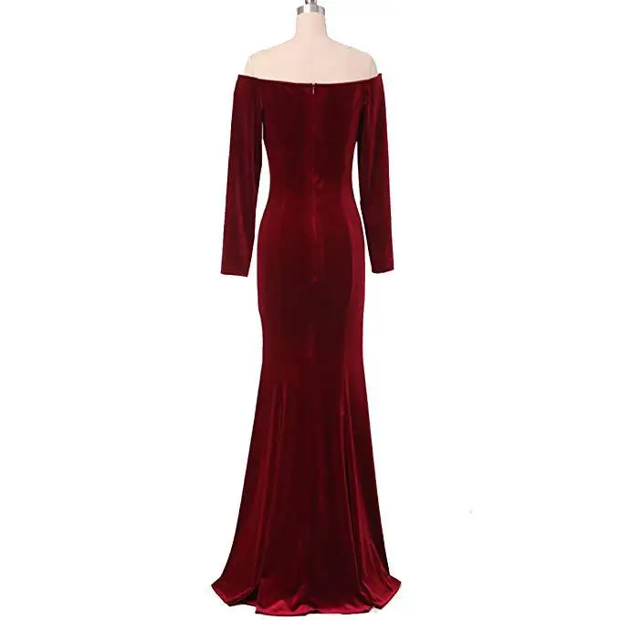 JaneVini 2019 Выпускные платья Burgundy Ночная одеждая с длинными рукавами вечернее платье для больших Размеры Русалка с открытыми плечами